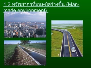 1.2 ทรัพยากรที่มนุษย์สร้างขึ้น (Man-
made environment)
 
