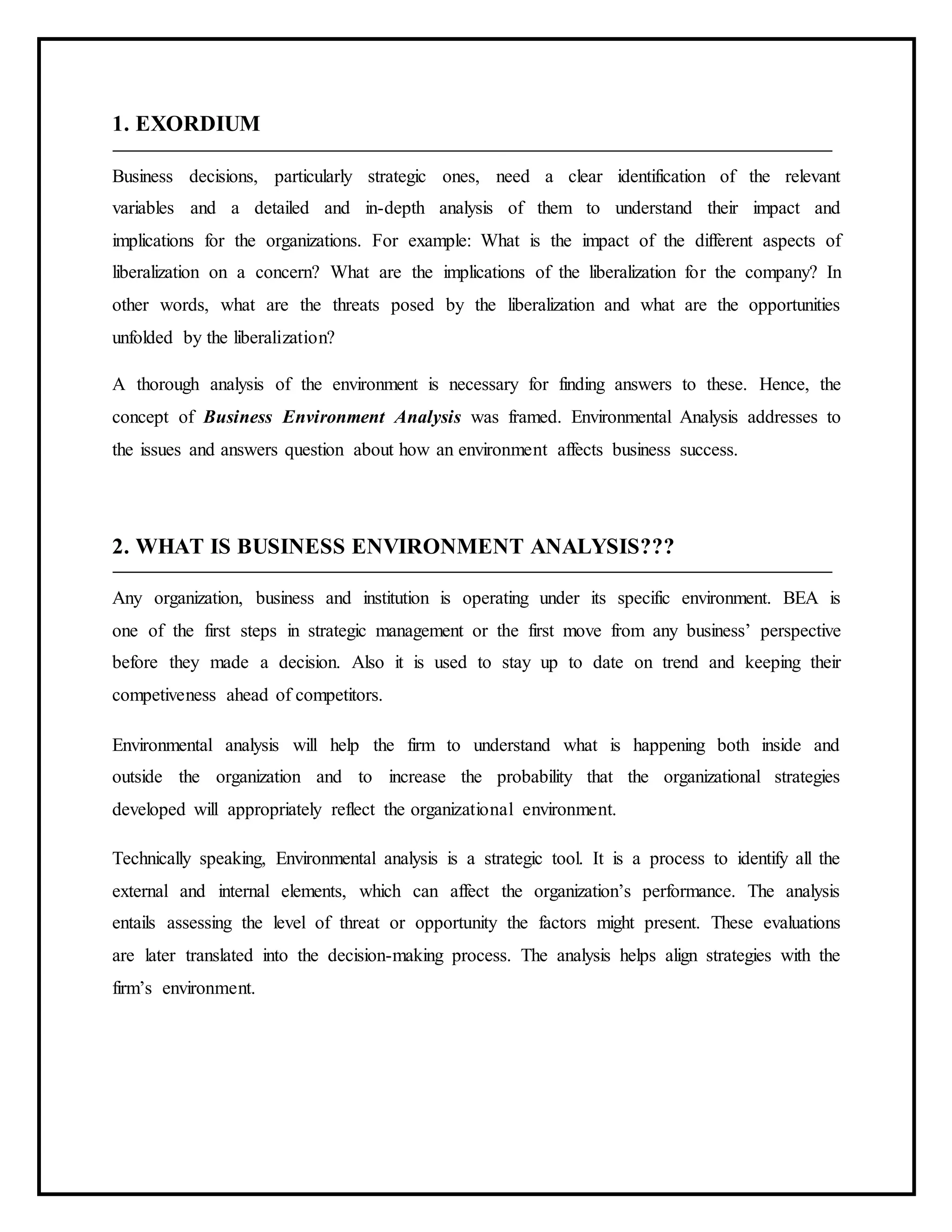 Business Environment analysis | DOCX