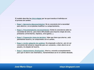 José María Olayo olayo.blogspot.com
El modelo describe las cinco etapas por las que transita el individuo en
el proceso de...