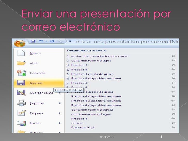Enviar una presentacion por correo Enviar una presentacion por correo