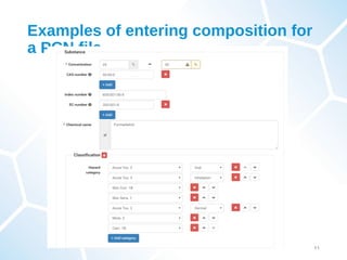 Examples of entering composition for
a PCN file
11
 