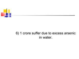 6) 1 crore suffer due to excess arsenic
in water.
 