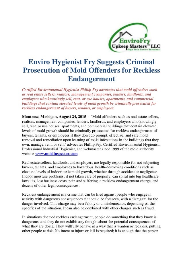 enviro hygienist fry suggests criminal prosecution of mold offenders environmental hygienist