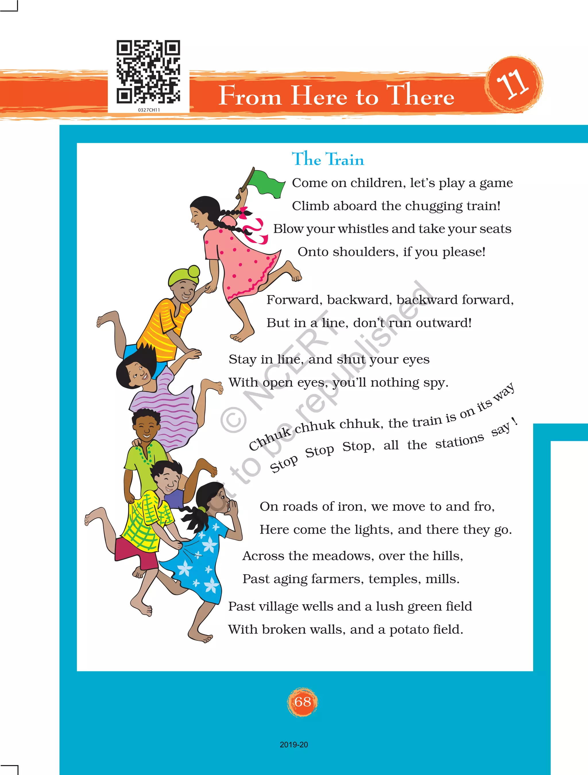149
D Guide Ruchira from home to school.
Hospital
Bus stop
Post office
Well
Handpump
Park
Tree
School
Shop
Tree
House
Ruchira‛s
house
Ruchira
Find the school in the picture. Also find the way from
Ruchira’s home to her school. Now, with a coloured pencil trace
the way from Ruchira’s home to her school.
149
2019-20
©
N
C
ER
T
notto
be
republished
 
