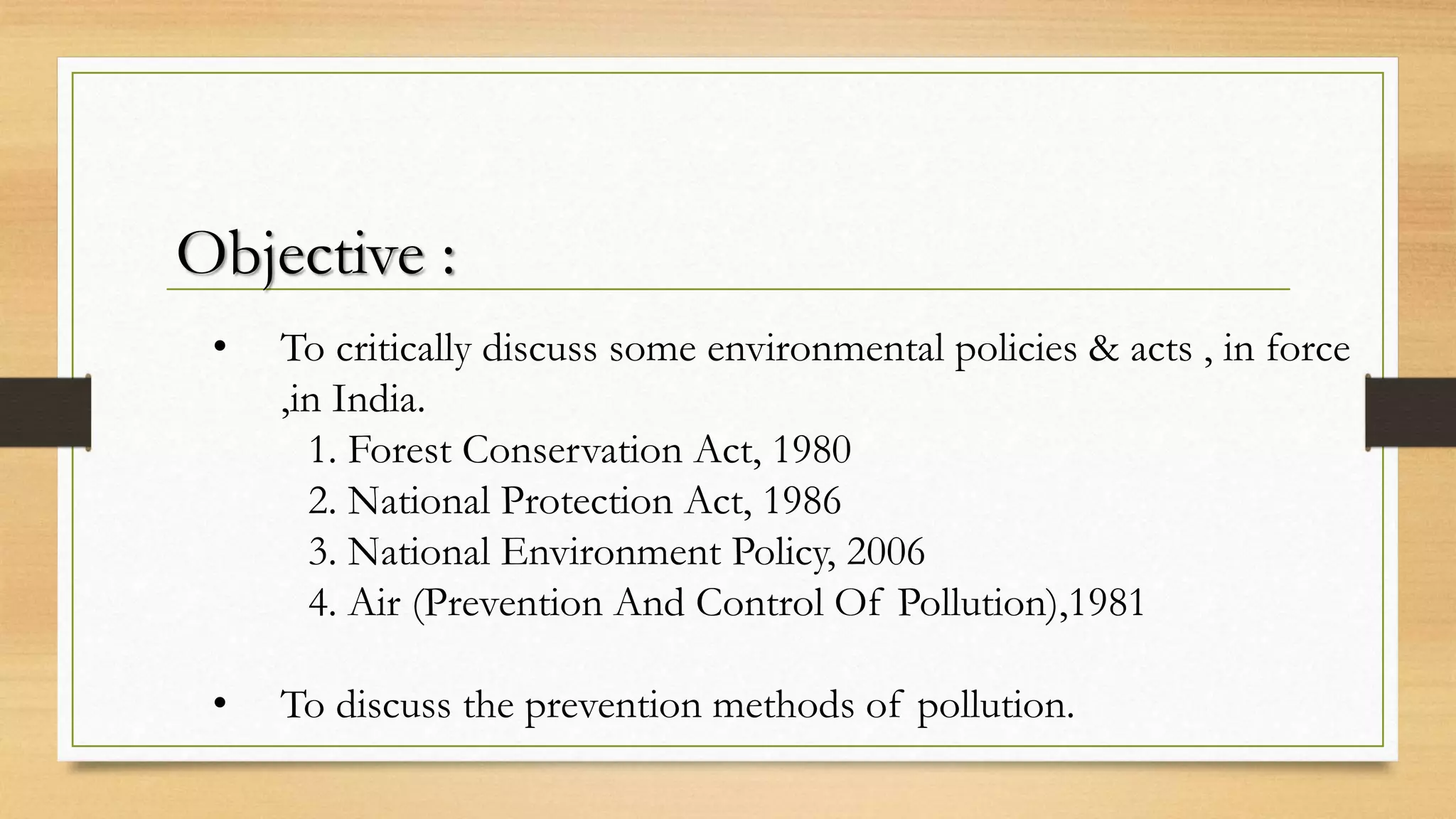 Policy In India Environmental policies in india | PPTX