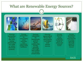 ENVIRONMENT~ Renewable Energy Sources and their future prospects. | PPTX