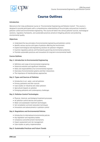 Comprehensive 5-Day Course on Environmental Engineering and Pollution ...
