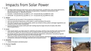 Environmental impacts of renewable energy production" | PPTX
