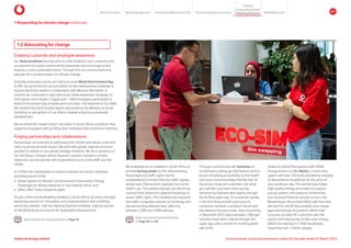 Creating customer and employee awareness
Our RedLovesGreen journey aims to unite Vodacom, our customers and
our partners to create environmental awareness and encourage action
towards a more sustainable future. Through this, we communicate and
educate for a positive impact on climate change.
Activities took place across our OpCos to mark World Environment Day.
In DRC we launched the second edition of the interbusiness challenge to
recycle electronic waste in collaboration with Benelux Afrocenter. In
Lesotho we conducted a radio and social media awareness campaign to
limit plastic and e-waste. In Egypt over 1 000 employees participated in
World Environment Day activities and more than 130 switched to Eco-SIMs.
We received the Earth Guards Award, sponsored by the Ministry of Social
Solidarity, in recognition of our efforts towards achieving sustainable
development.
We launched the Tweak Carbon Calculator in South Africa, a platform that
supports employees with profiling their individual GHG emissions inventory.
Forging partnerships and collaborations
Partnerships are essential to addressing the climate and nature crises and
reducing environmental impact. We work with global, regional and local
partners to deliver on our planet strategy initiatives. We are a signatory of
the UN Global Compact African Business Leaders Coalition’s climate
statement, and we partner with organisations such as the WWF and the
USAID.
In FY2024 we collaborated on various business and sector initiatives,
providing inputs to the:
y Global System for Mobile Communications Association: Energy
Challenges for Mobile Networks in Sub-Saharan Africa; and
y UNGC ABLC Policy blueprint paper.
As part of the virtual wheeling initiative in South Africa, we held a thought
leadership session on “innovation and implementation that is shifting
electricity markets” with the National Business Initiative, regional partner
of the World Business Council for Sustainable Development.
1.2 Advocating for change
We embarked on an initiative in South Africa to
provide backup power to the Johannesburg
Roads Agency’s traffic lights during
loadshedding to ensure that the traffic signals
along major intersections operated during the
power cuts. This partnership will use electricity
sourced from Vodacom’s adjacent buildings to
power traffic lights. This initiative has improved
the traffic congestion around our buildings and
the surrounding Midrand area, affecting
between 2 000 and 3 000 vehicles.
Read more about these partnerships
on Page 49 and 50
Through a partnership with GasFasta, an
on-demand cooking gas distribution service,
we are increasing accessibility to this health
and more environmentally friendly fuel. At
low prices, Vodacom customers can order
gas cylinders and have them quickly
delivered by GasFasta after paying through
the M-Pesa super-app. To accelerate uptake,
in the first three months post-launch,
customers received a cashback refund and
free delivery for every order. Since launching
in November 2023 approximately 1 000 gas
cylinders have been ordered through the
super-app, with a month-on-month growth
rate of 6%.
Vodacom and M-Pesa partner with ENGIE
Energy Access to offer MySol, a home solar
system with two LED bulbs and phone charging
to Mozambican households for the price of
one candle per day. This partnership makes
high-quality energy accessible on a pay-as-
you-go system, and supports connectivity
and inclusive financial services across rural
Mozambique. We provide ENGIE with free data
and airtime, and M-Pesa enables zero charge
payment through its platform. When their
accounts are paid off, customers own the
system and have access to free solar energy.
ENGIE has reached 217 968 households,
impacting over 1 million people.
1 Responding to climate change continued
Read more about virtual wheeling on Page 45
Vodacom Group Limited Environmental, social and governance report for the year ended 31 March 2024
About this report Materiality approach Leadership reflections on ESG Our ESG approach and impact
Purpose
Maintaining trust
Empowering people
Protectingtheplanet 41
 