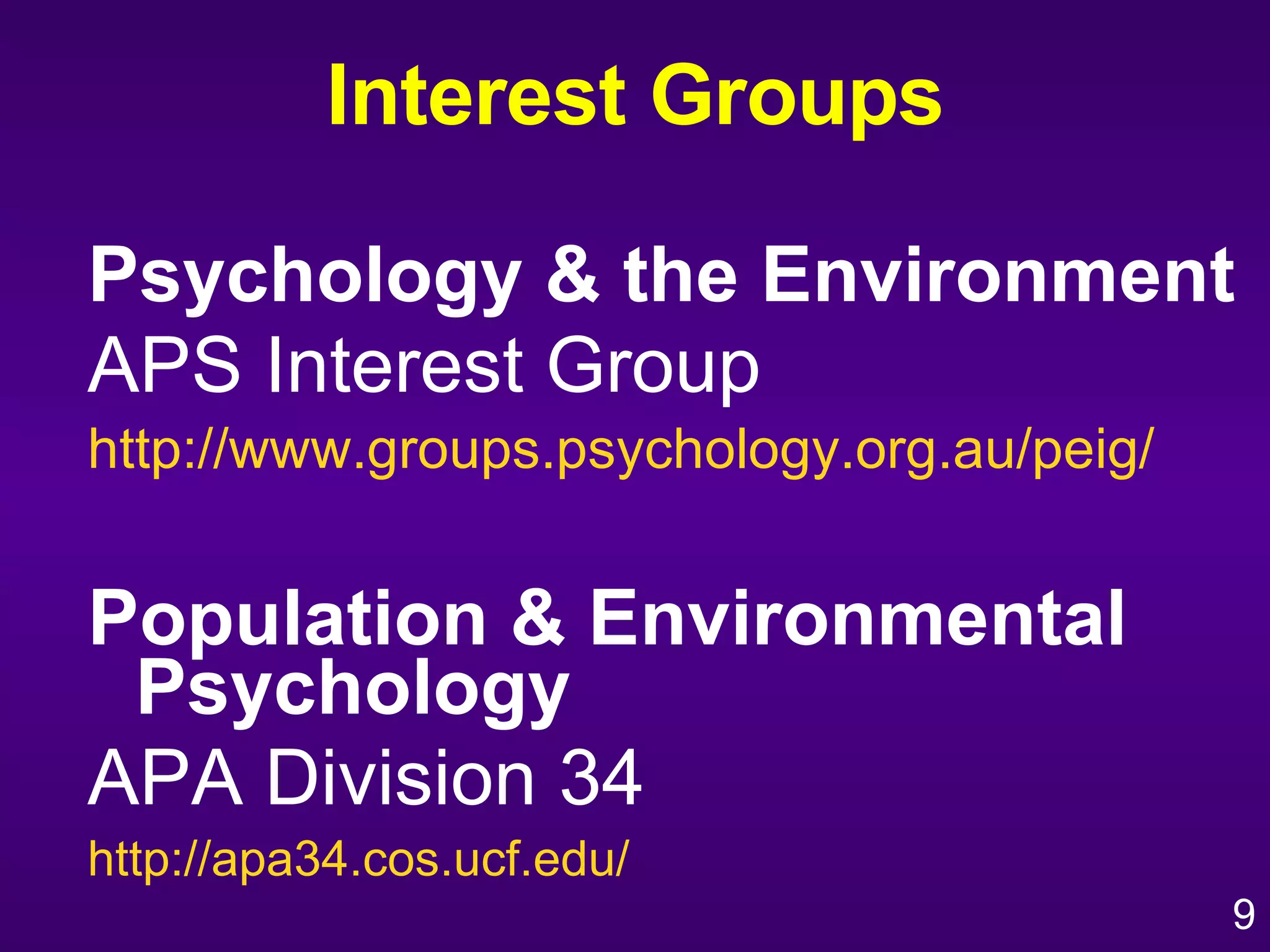 Environmental Psychology | ODP