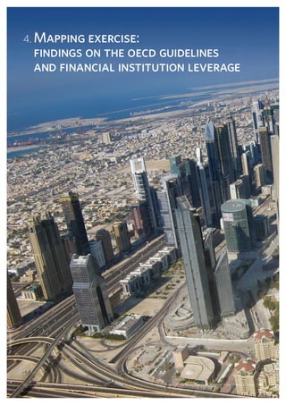 Environmental and Social Risk Due Diligence in the Financial Sector / 48Sustainable Finance Advisory Environmental and Social Risk Due Diligence in the Financial Sector / 48Sustainable Finance Advisory
4. Mapping exercise:
findings on the oecd guidelines
and financial institution leverage
©ChintalBarot
 