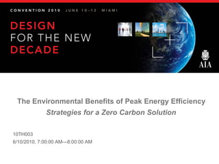 The Environmental Benefits of Peak Energy Efficiency
             Strategies for a Zero Carbon Solution

10TH003
6/10/2010, 7:00:00 AM—8:00:00 AM
 