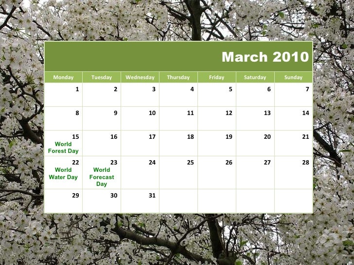 2010 march calendar