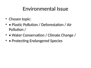 Topic For Environmental Issues Comprehensive Environmental Campaign Project for Grade 10 Students to ...
