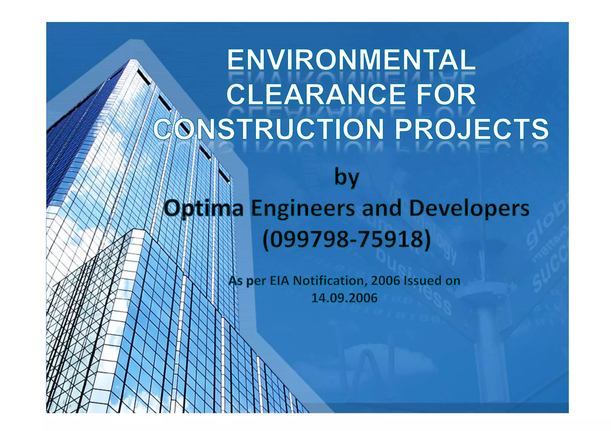 Environmental clearance for construction projects optima | PDF