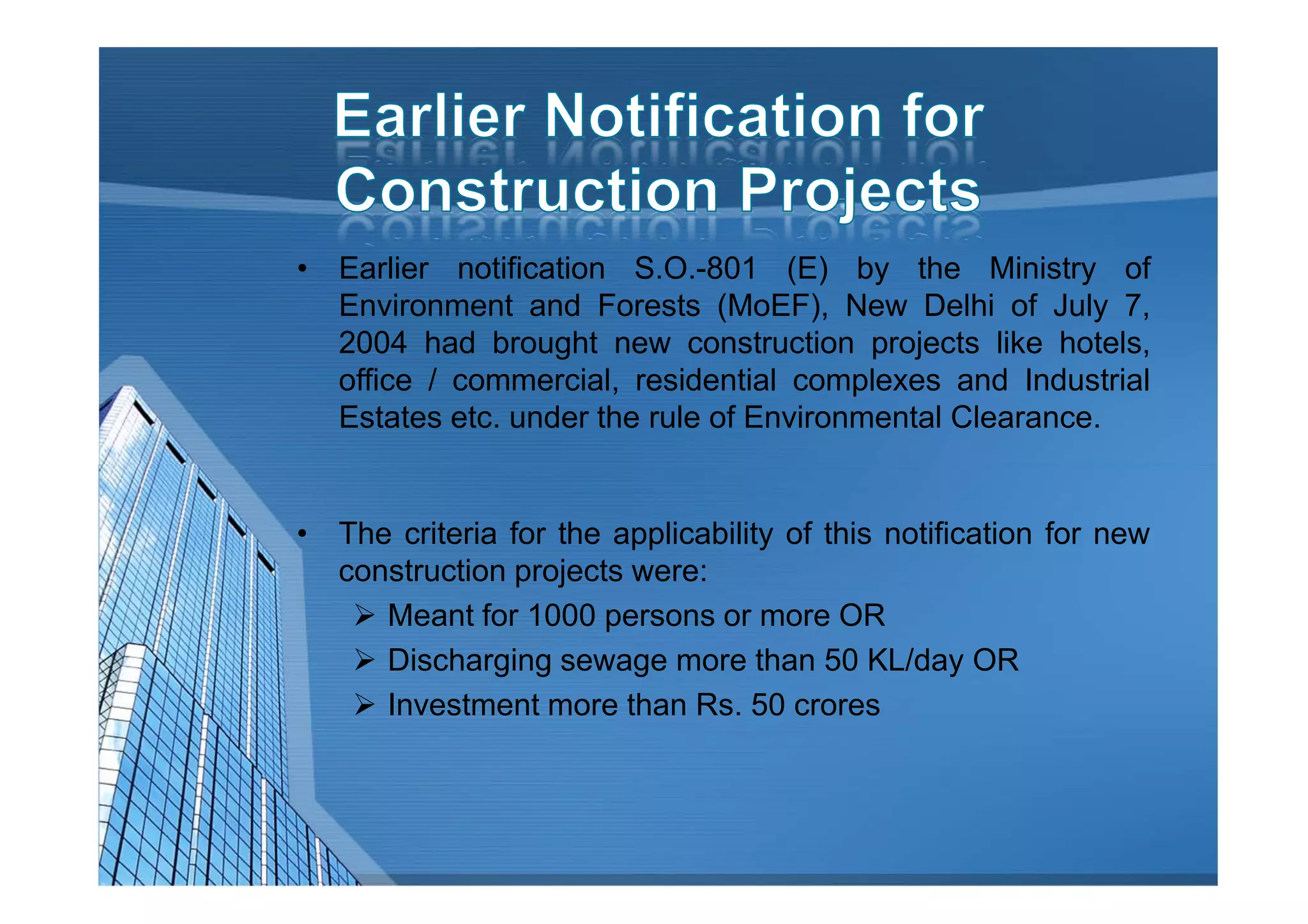 Environmental clearance for construction projects optima | PDF