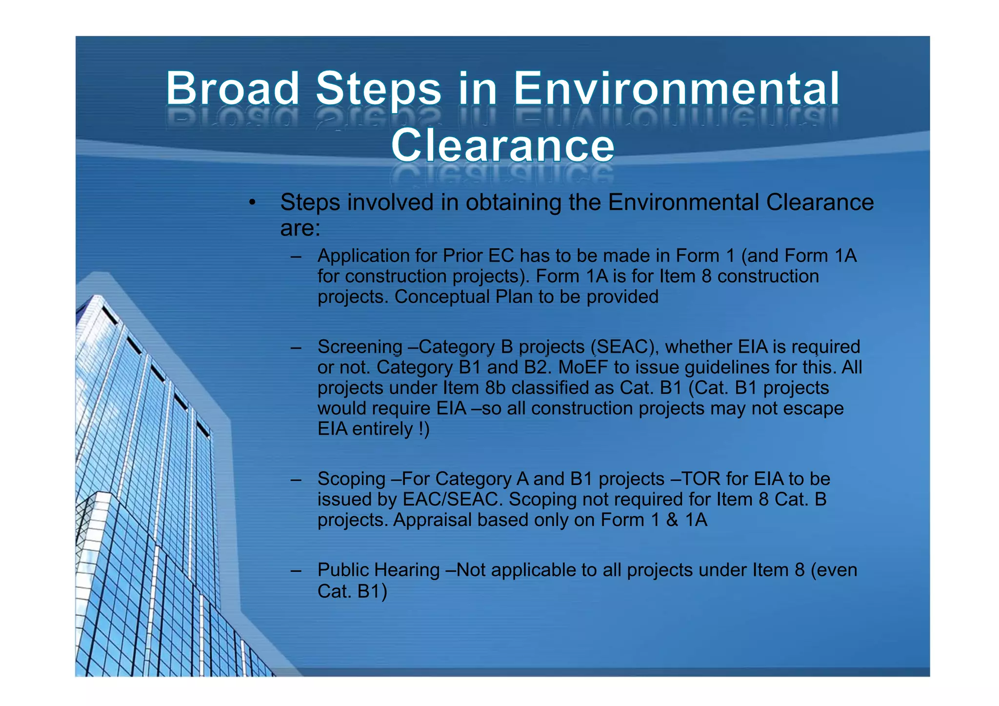 Environmental clearance for construction projects optima | PDF