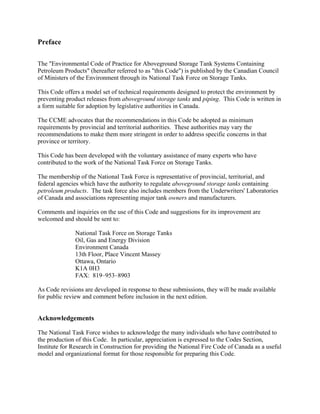 Environmental code of practice for aboveground storage tank containing ...