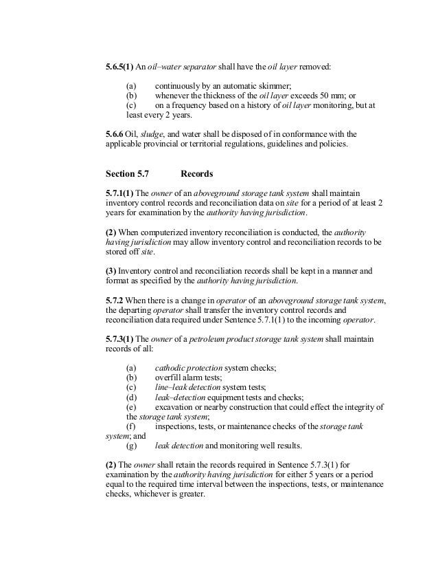 Environmental Code Of Practice For Aboveground Storage Tank