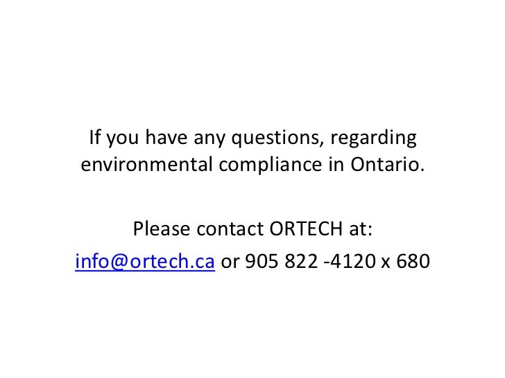 Environmental Compliance And Approvals In Ontario Environmental Compliance And Approvals In Ontario
