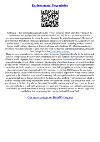 Environmental Degradation Essay Pdf