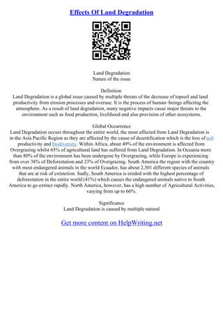 Environmental Degradation Essay | PDF