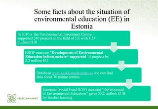 Some facts about the situation of environmental education (EE) in Estonia 