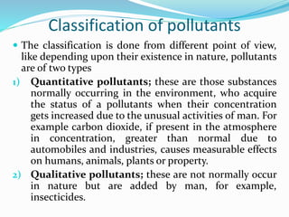Pollutants Classification Environmental Engineering introdction.pptx