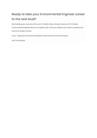 Environmental Engineer Resume Examples & Writing Guide for 2025 | PDF