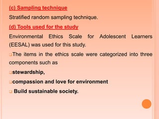 Environmental ethics among adolescent learners of Kerala | PPTX