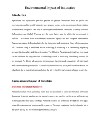 Environmental Impacts of Industries | PDF