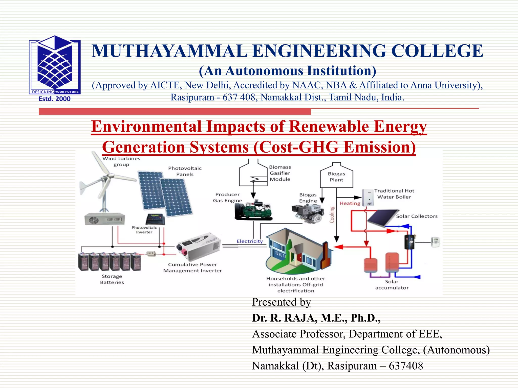 Environmental impacts of renewable energy generation systems (cost ghg ...