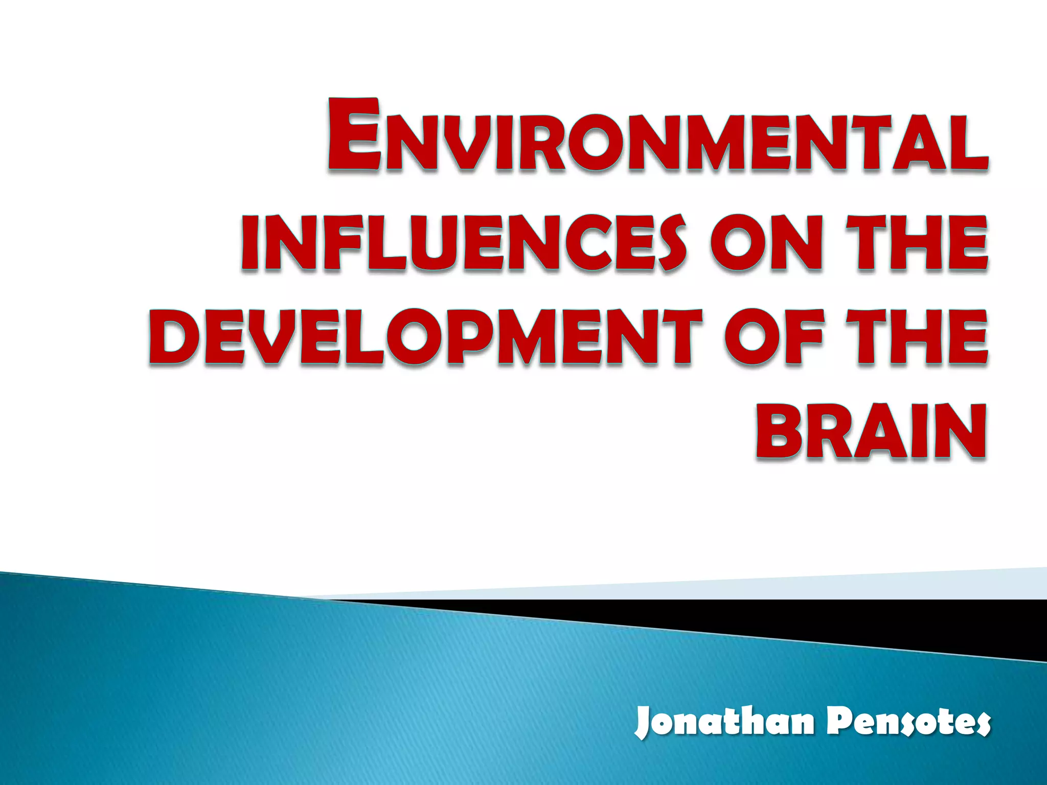 Environmental Influences on theDevelopment of the BrainJonathan Pensotes