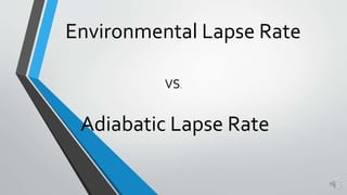 Environmental Lapse Rate 
VS. 
Adiabatic Lapse Rate 
 