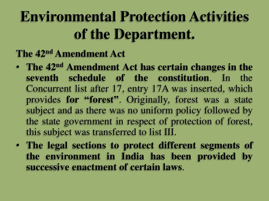 Environmental Law and Regulations I