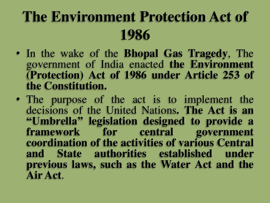 Environmental Law and Regulations I