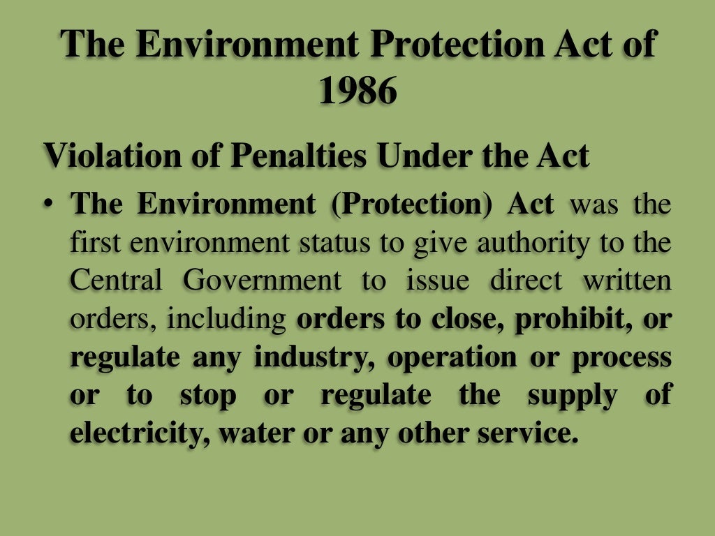 Environmental Law and Regulations I