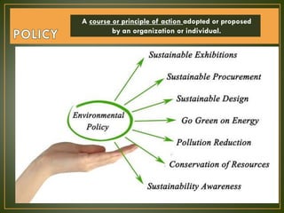 A course or principle of action adopted or proposed
by an organization or individual.
 