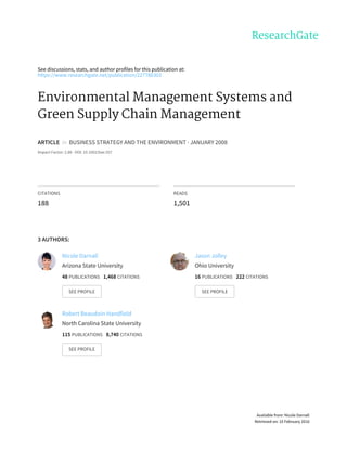 Environmental management systems and green supply chain management | PDF