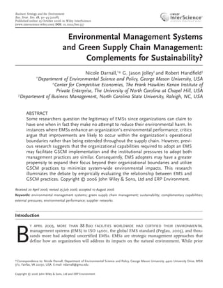 Environmental management systems and green supply chain management | PDF