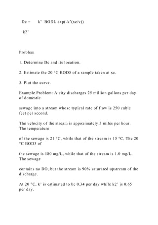 Environmental Modeling Dissolved Oxygen Sag Curves in Stre.docx