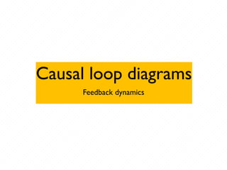 Causal loop diagrams
Feedback dynamics
 