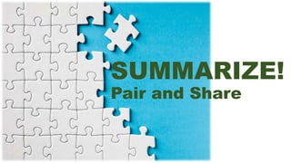 SUMMARIZE!
Pair and Share
 