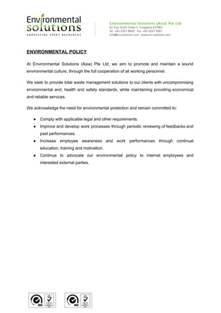 Environmental Policy Example Pdf ENVIRONMENTAL POLICY | PDF