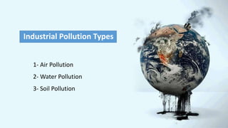 Industrial Pollution Types
1- Air Pollution
2- Water Pollution
3- Soil Pollution
 