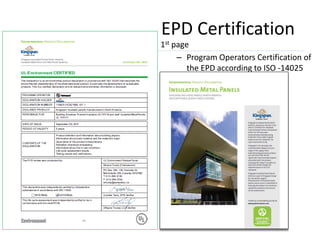 EPD Certification
1st page
     – Program Operators Certification of
       the EPD according to ISO -14025
 