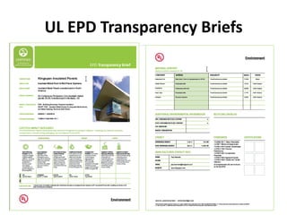 UL EPD Transparency Briefs
 