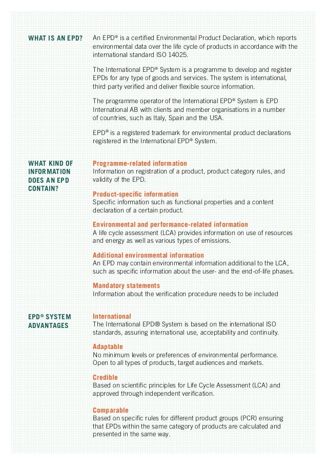 EPD system introducing Environmental product declaration