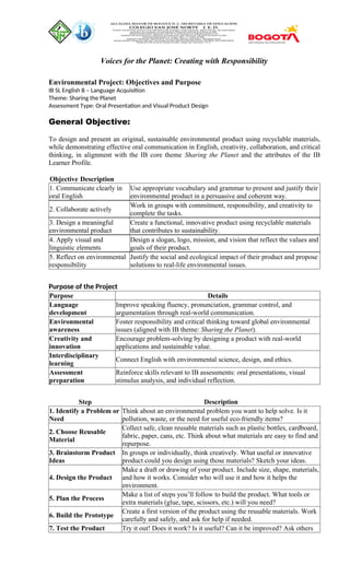 Environmental project 8th. Interdisciplinary Project | DOCX
