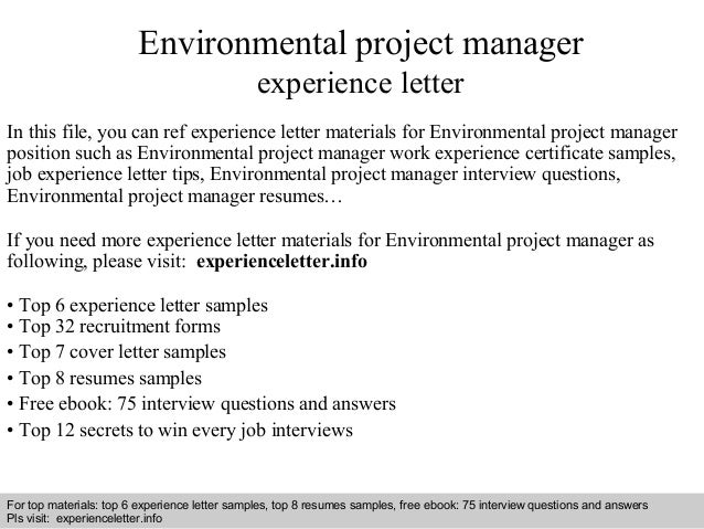 environmental project manager resumes